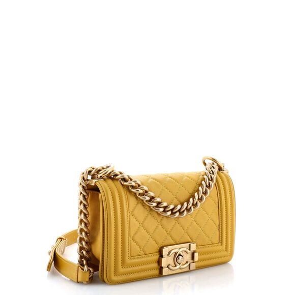 Chanel Boy Flap Bag Quilted Lambskin Small Yellow - Picture 2 of 7